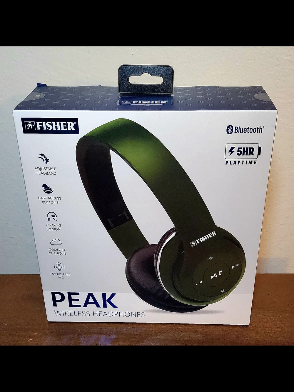 Fisher Peak Wireless Headphones in Green and Black